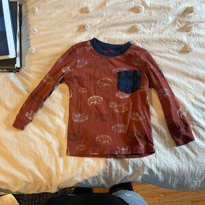 Boys Long Sleeve Bear Print Shirt